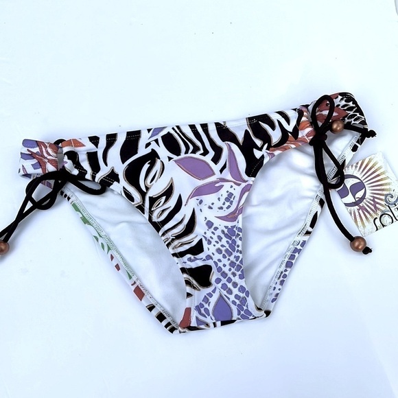 Split Multi color adjustable hipster bikini bottom size medium NWT - Picture 1 of 7